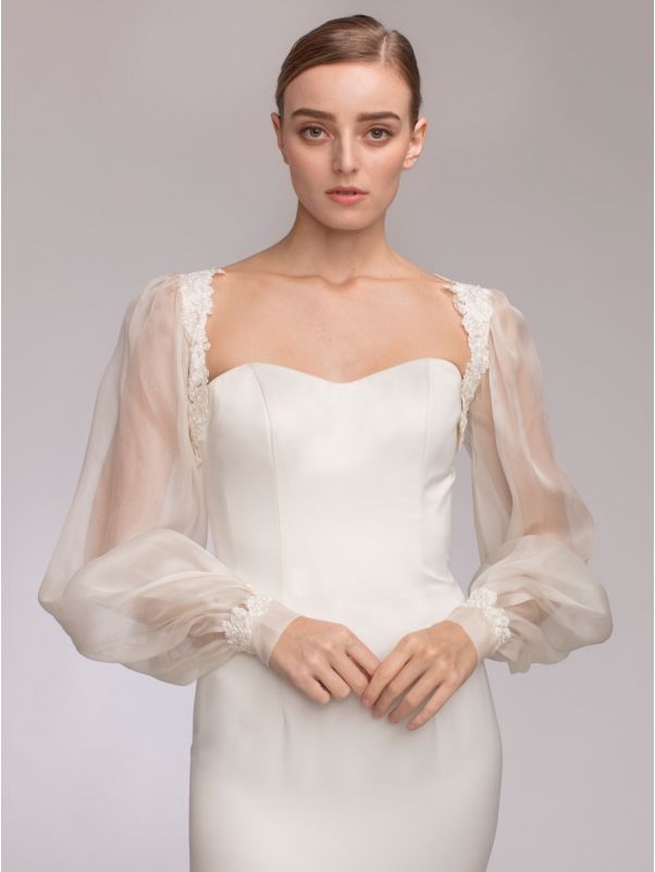 Long Sleeves Silk Organza Bridal Jacket