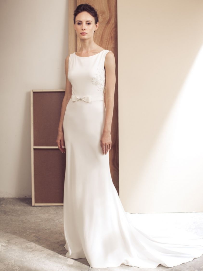 Minimalist crepe store wedding dress